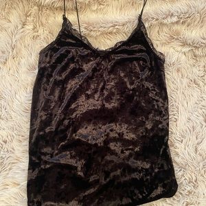 Kimchi Blue: Black Velvet Cami with Lace Details